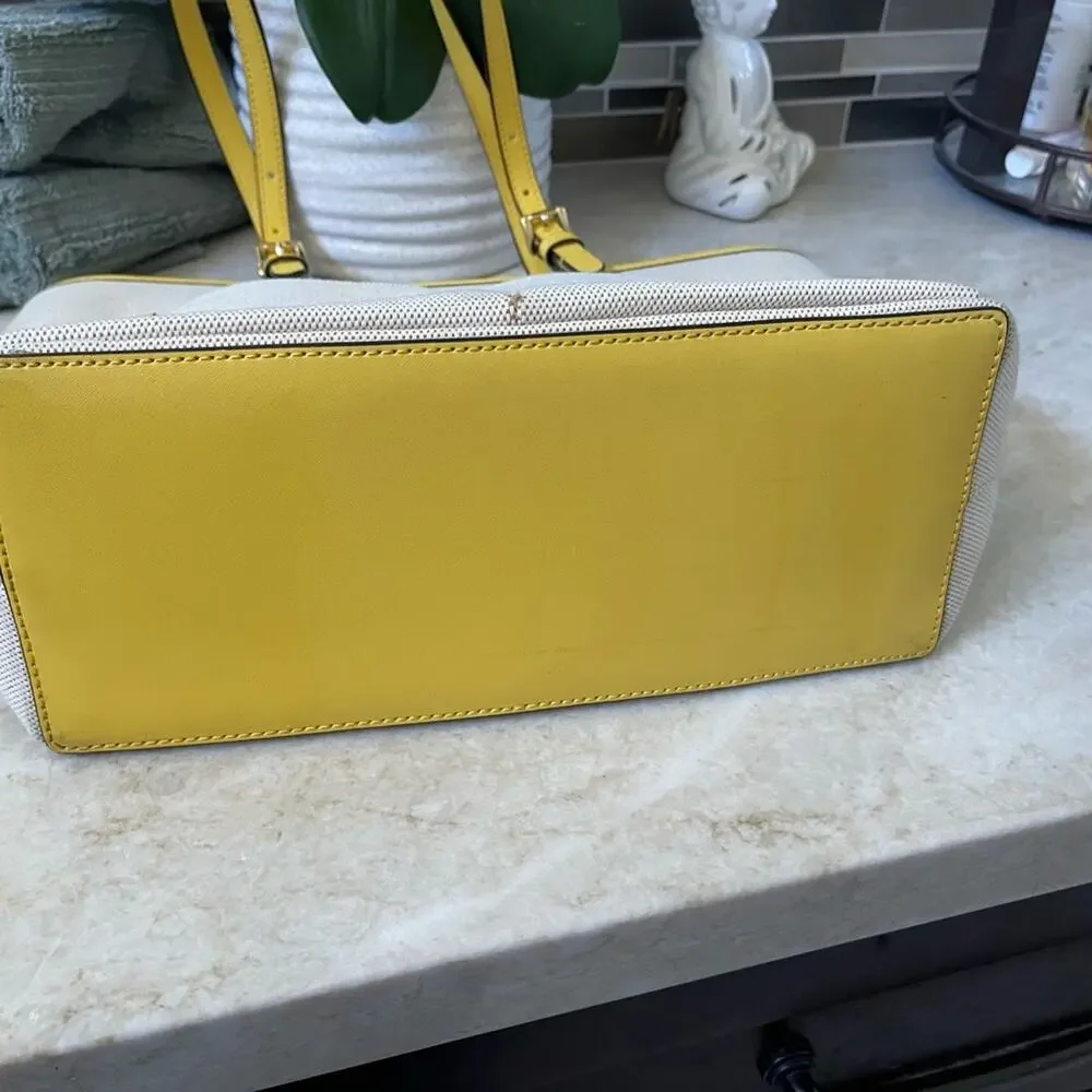 Michael Kors Cream and Yellow Leather Tote - Picture 12 of 15